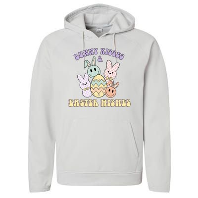 Bunny Kisses Easter Wishes Retro Easter Day Performance Fleece Hoodie