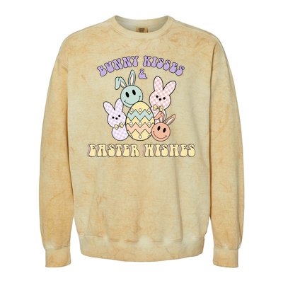 Bunny Kisses Easter Wishes Retro Easter Day Colorblast Crewneck Sweatshirt