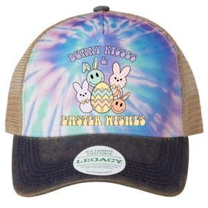 Bunny Kisses Easter Wishes Retro Easter Day Legacy Tie Dye Trucker Hat