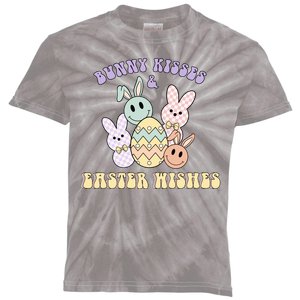 Bunny Kisses Easter Wishes Retro Easter Day Kids Tie-Dye T-Shirt