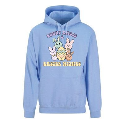 Bunny Kisses Easter Wishes Retro Easter Day Unisex Surf Hoodie