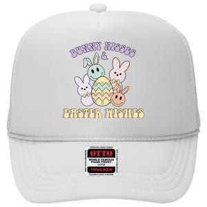 Bunny Kisses Easter Wishes Retro Easter Day High Crown Mesh Back Trucker Hat