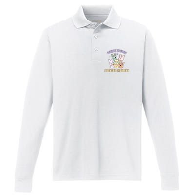 Bunny Kisses Easter Wishes Retro Easter Day Performance Long Sleeve Polo