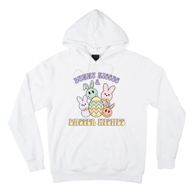 Bunny Kisses Easter Wishes Retro Easter Day Hoodie