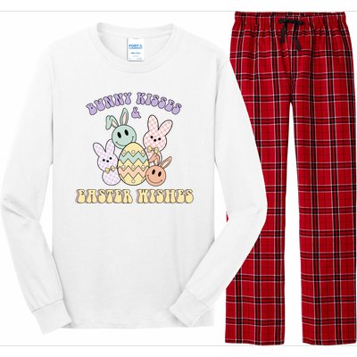 Bunny Kisses Easter Wishes Retro Easter Day Long Sleeve Pajama Set