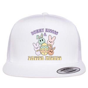 Bunny Kisses Easter Wishes Retro Easter Day Flat Bill Trucker Hat