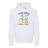 Bunny Kisses Easter Wishes Retro Easter Day Premium Hoodie