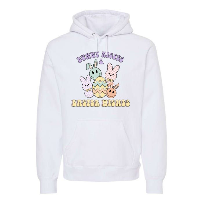 Bunny Kisses Easter Wishes Retro Easter Day Premium Hoodie