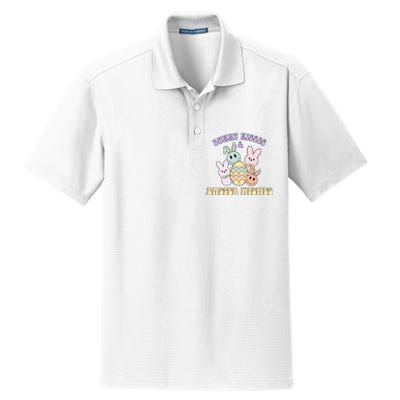 Bunny Kisses Easter Wishes Retro Easter Day Dry Zone Grid Polo