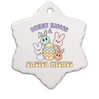 Bunny Kisses Easter Wishes Retro Easter Day Ceramic Star Ornament