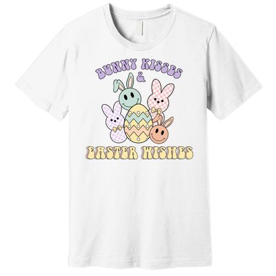 Bunny Kisses Easter Wishes Retro Easter Day Premium T-Shirt