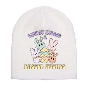 Bunny Kisses Easter Wishes Retro Easter Day Short Acrylic Beanie