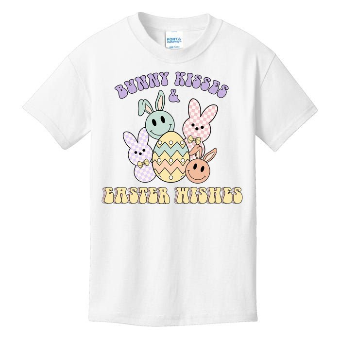 Bunny Kisses Easter Wishes Retro Easter Day Kids T-Shirt