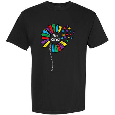 Be Kind Flower Puzzle ASD Autism Awareness Garment-Dyed Heavyweight T-Shirt