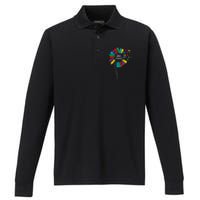 Be Kind Flower Puzzle ASD Autism Awareness Performance Long Sleeve Polo