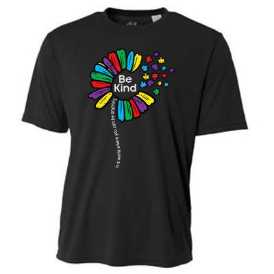 Be Kind Flower Puzzle ASD Autism Awareness Cooling Performance Crew T-Shirt