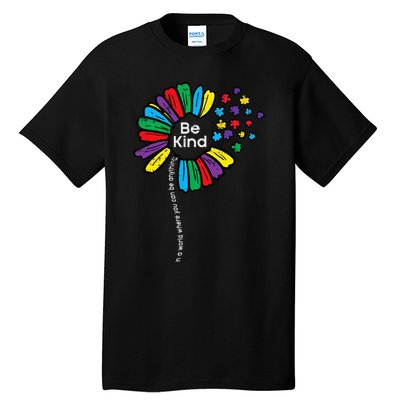 Be Kind Flower Puzzle ASD Autism Awareness Tall T-Shirt