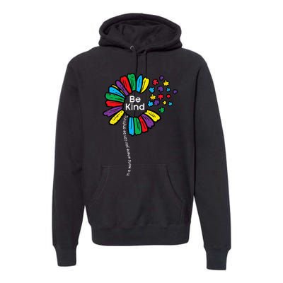 Be Kind Flower Puzzle ASD Autism Awareness Premium Hoodie