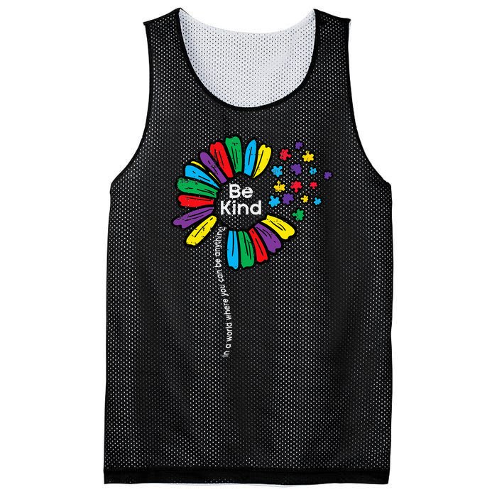 Be Kind Flower Puzzle ASD Autism Awareness Mesh Reversible Basketball Jersey Tank