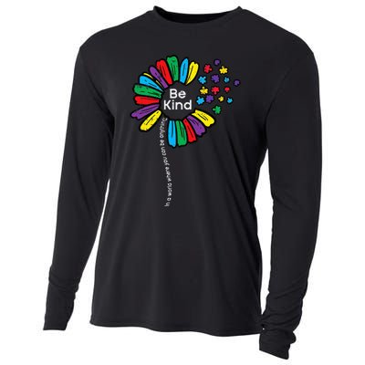 Be Kind Flower Puzzle ASD Autism Awareness Cooling Performance Long Sleeve Crew