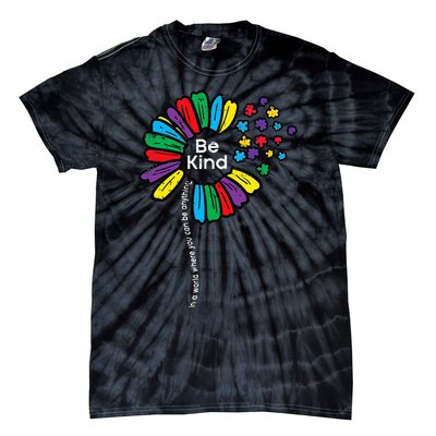 Be Kind Flower Puzzle ASD Autism Awareness Tie-Dye T-Shirt