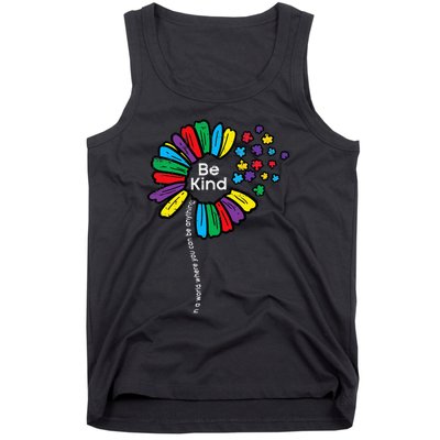 Be Kind Flower Puzzle ASD Autism Awareness Tank Top