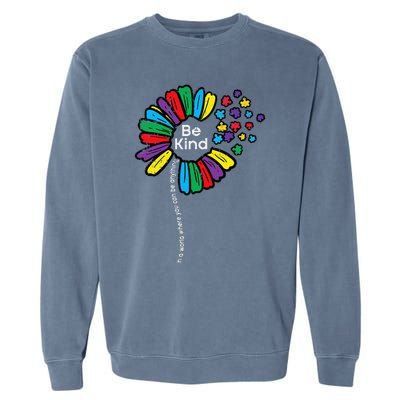 Be Kind Flower Puzzle ASD Autism Awareness Garment-Dyed Sweatshirt