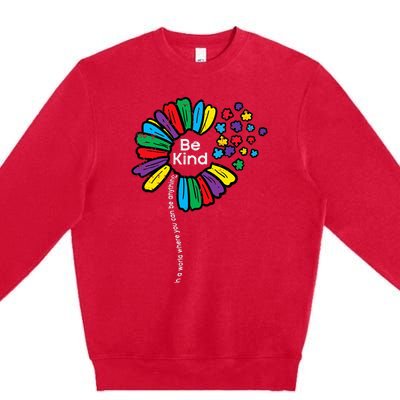 Be Kind Flower Puzzle ASD Autism Awareness Premium Crewneck Sweatshirt