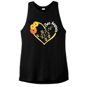 Bee Keeper -Flowers Heart Design- Female Bee Keeping Gift Ladies PosiCharge Tri-Blend Wicking Tank