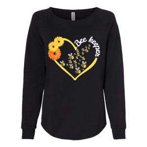 Bee Keeper -Flowers Heart Design- Female Bee Keeping Gift Womens California Wash Sweatshirt