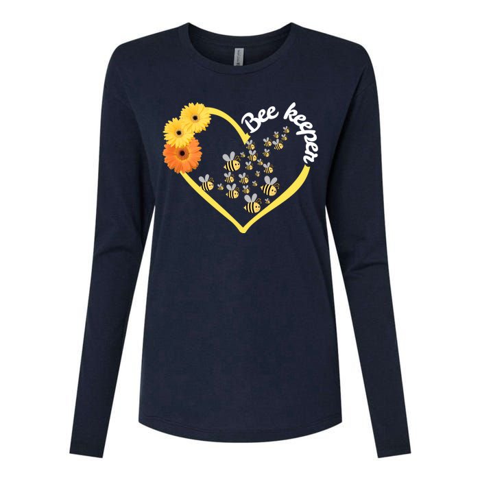 Bee Keeper -Flowers Heart Design- Female Bee Keeping Gift Womens Cotton Relaxed Long Sleeve T-Shirt