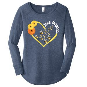 Bee Keeper -Flowers Heart Design- Female Bee Keeping Gift Women's Perfect Tri Tunic Long Sleeve Shirt