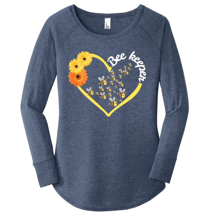 Bee Keeper -Flowers Heart Design- Female Bee Keeping Gift Women's Perfect Tri Tunic Long Sleeve Shirt