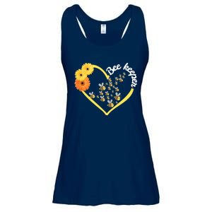 Bee Keeper -Flowers Heart Design- Female Bee Keeping Gift Ladies Essential Flowy Tank