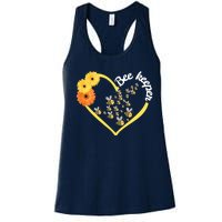 Bee Keeper -Flowers Heart Design- Female Bee Keeping Gift Women's Racerback Tank