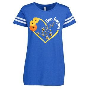 Bee Keeper -Flowers Heart Design- Female Bee Keeping Gift Enza Ladies Jersey Football T-Shirt