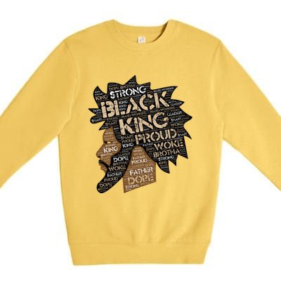 Black King / / Father Words In Hair Locs Afro Funny Gift Premium Crewneck Sweatshirt