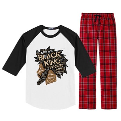 Black King / / Father Words In Hair Locs Afro Funny Gift Raglan Sleeve Pajama Set