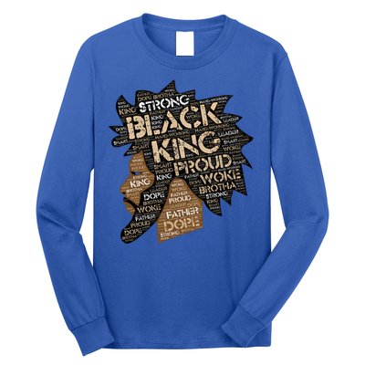 Black King / / Father Words In Hair Locs Afro Funny Gift Long Sleeve Shirt