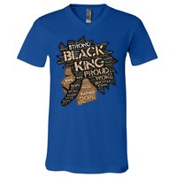 Black King / / Father Words In Hair Locs Afro Funny Gift V-Neck T-Shirt