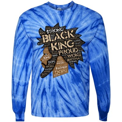 Black King / / Father Words In Hair Locs Afro Funny Gift Tie-Dye Long Sleeve Shirt