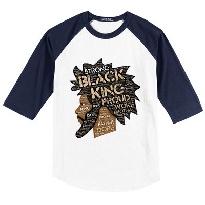 Black King / / Father Words In Hair Locs Afro Funny Gift Baseball Sleeve Shirt