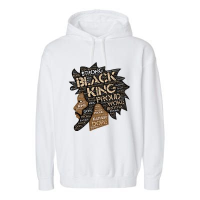 Black King / / Father Words In Hair Locs Afro Funny Gift Garment-Dyed Fleece Hoodie