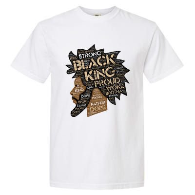 Black King / / Father Words In Hair Locs Afro Funny Gift Garment-Dyed Heavyweight T-Shirt