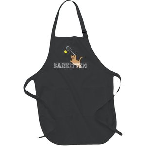 Bad Kitten Funny Badminton Cat Lovers Pun Full-Length Apron With Pockets