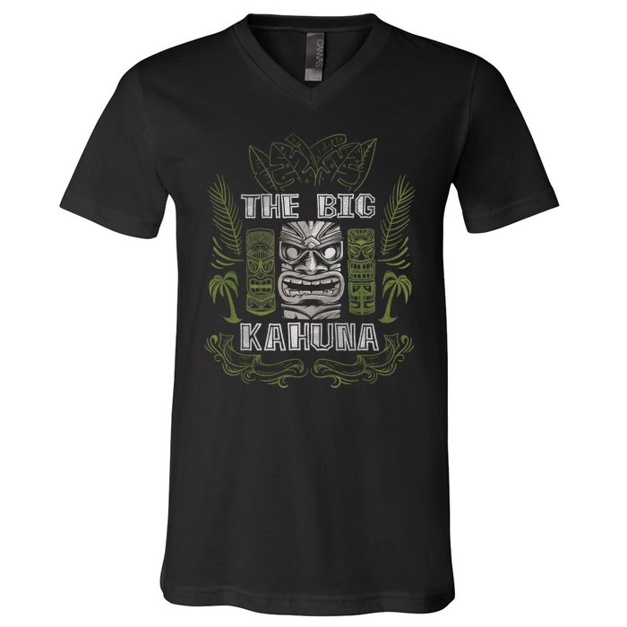 Big Kahuna Funny Hawaiian Luau Outfit Funny Luau V-Neck T-Shirt