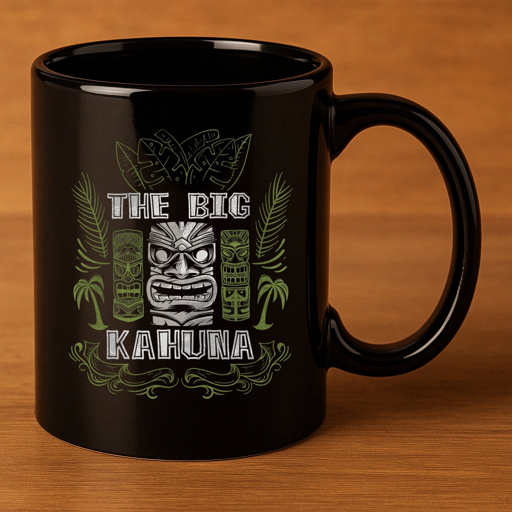 Big Kahuna Funny Hawaiian Luau Outfit Funny Luau 11oz C Handle Ceramic Mug