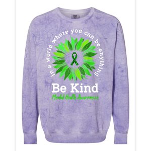 Be Kind Green Ribbon Sunflower Mental Health Awareness Gifts Colorblast Crewneck Sweatshirt