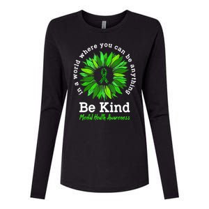 Be Kind Green Ribbon Sunflower Mental Health Awareness Gifts Womens Cotton Relaxed Long Sleeve T-Shirt