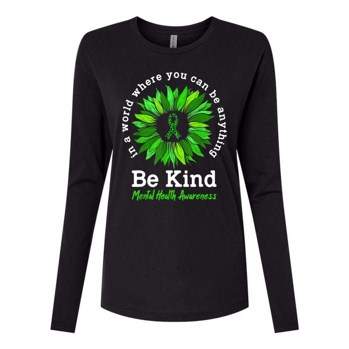 Be Kind Green Ribbon Sunflower Mental Health Awareness Gifts Womens Cotton Relaxed Long Sleeve T-Shirt